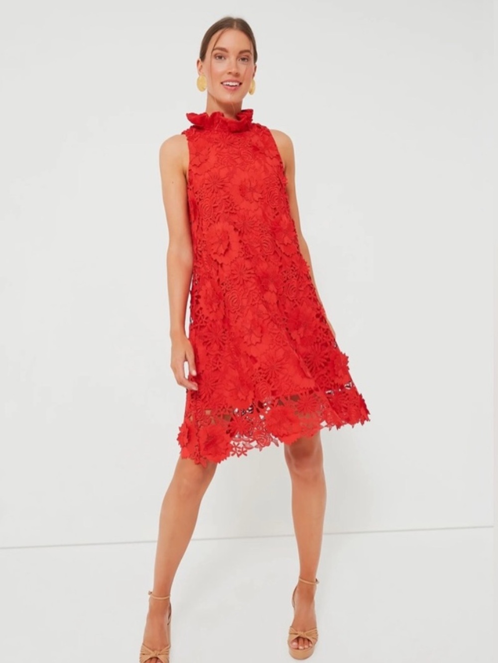 Tuckernuck Red Guipure Lace Blythe Dress Size Large - Picture 1 of 13